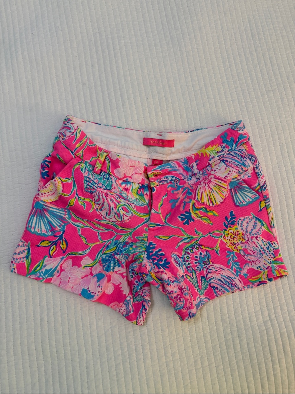 Lilly Pulitzer Pink Blue Shell Shorts Size 0 Preppy Resort